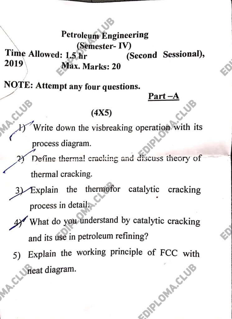 Sessional Question Paper of Petroleum Engineering
