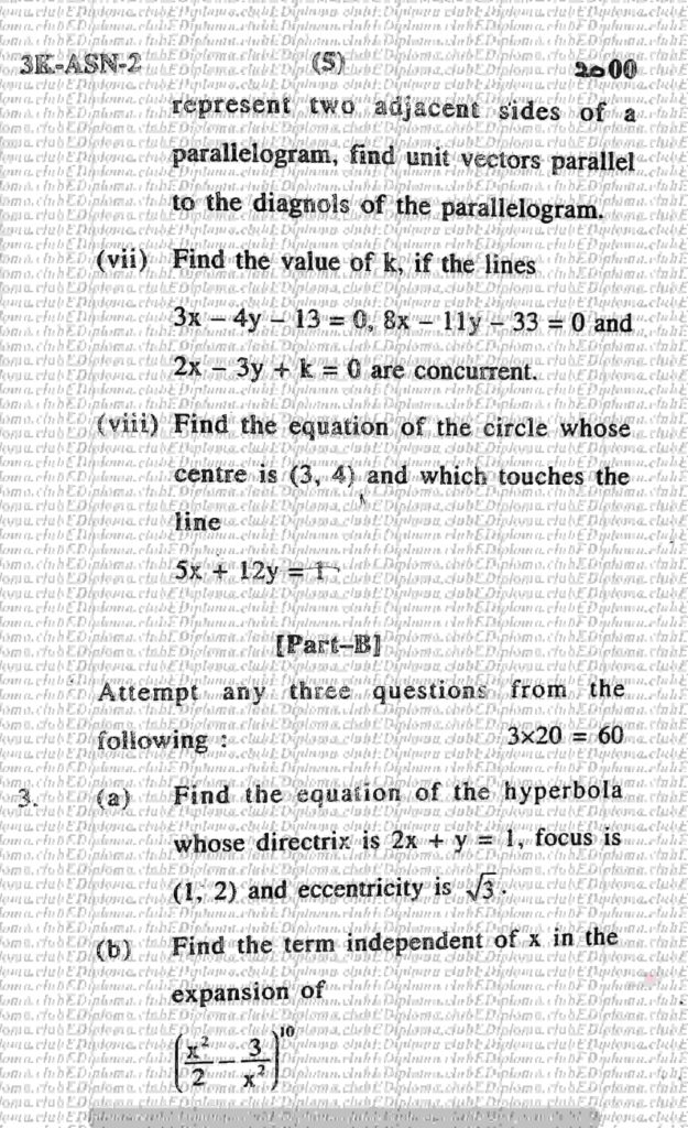 BTE Question Paper of Applied Mathematics 1