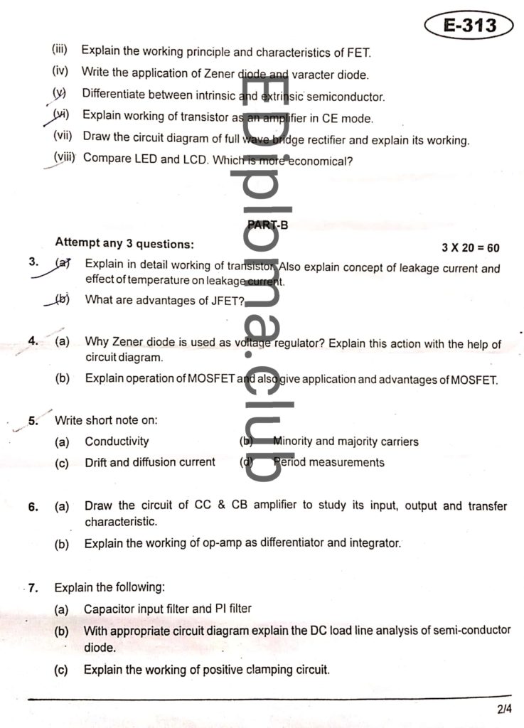 BTE Question Paper of Basic Electronics