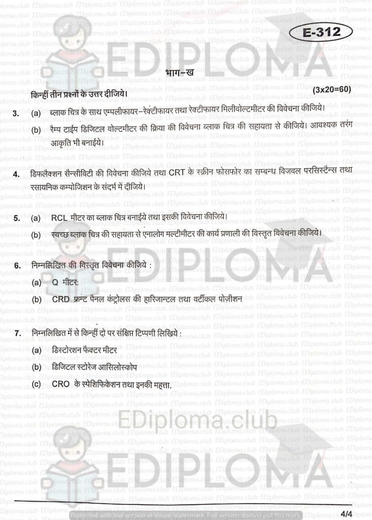 BTE Question Paper of Electronic Instruments and Measurements