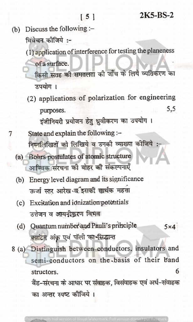 BTE Question Paper of Applied Physics 2010