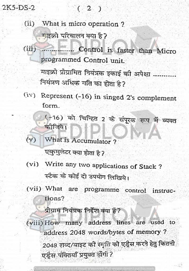 BTE Question Paper of Computer Organization 2015