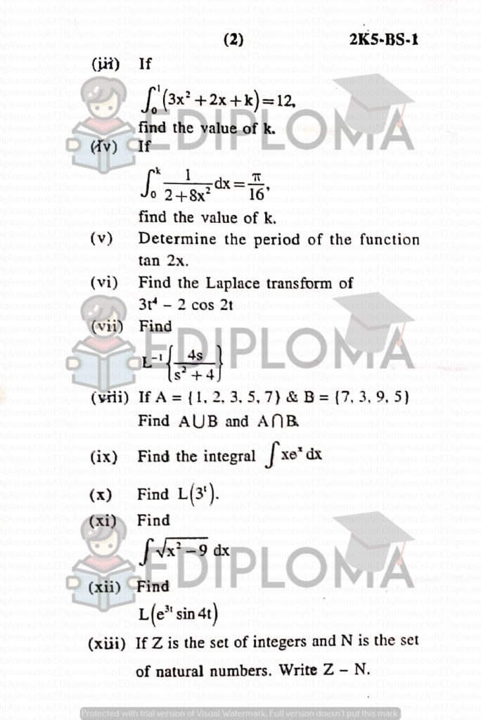 BTE Question Paper of AM 2 2015 for Computer Engineering