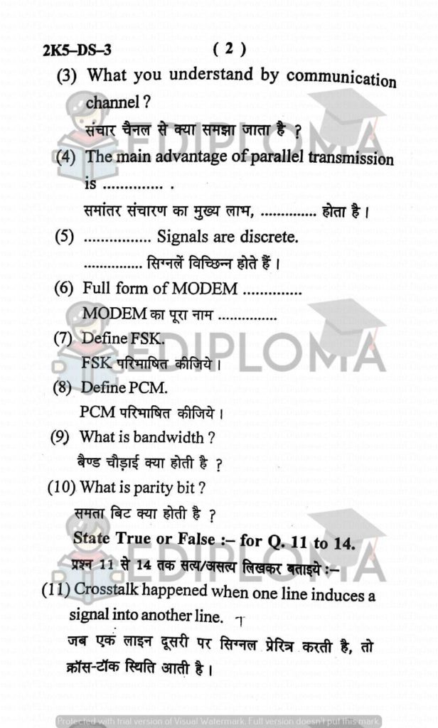 BTE Question Paper of Data Communication 2014