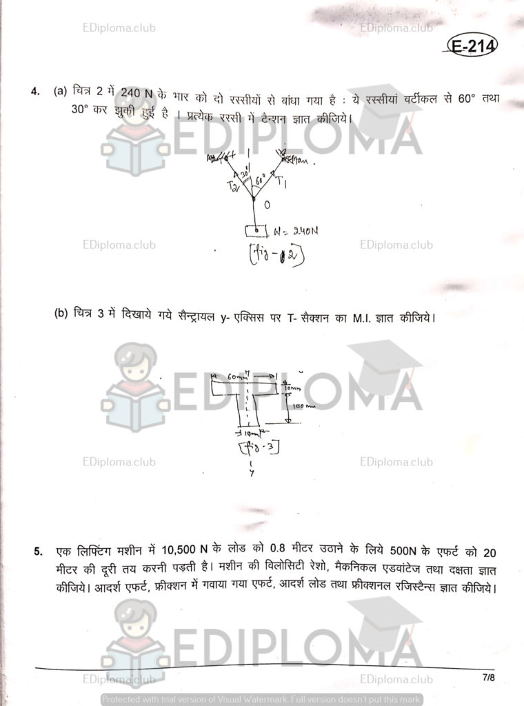BTE Question Paper of Applied Mechanics for Electrical Engineering