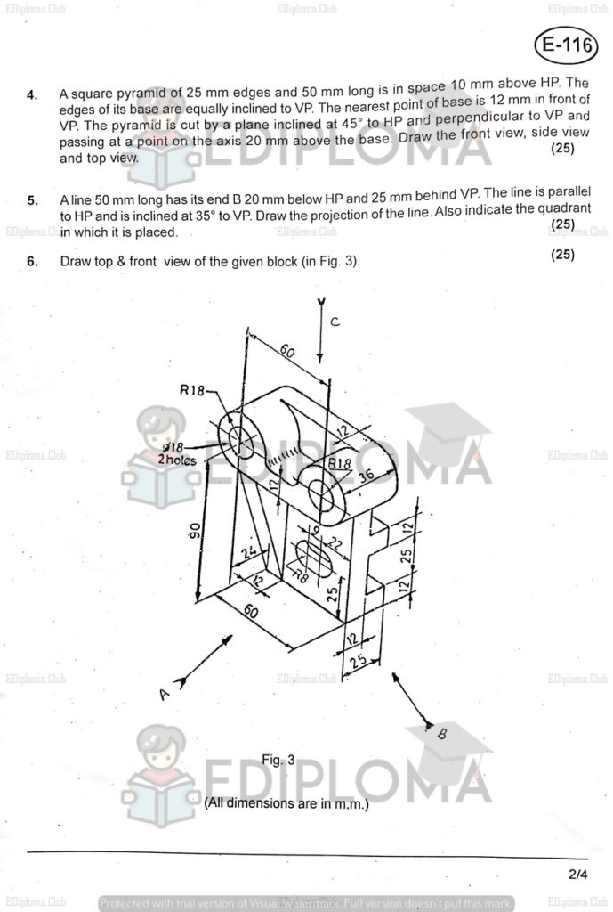 BTE Question Paper of Engineering Drawing 2018(Civil Engineering)