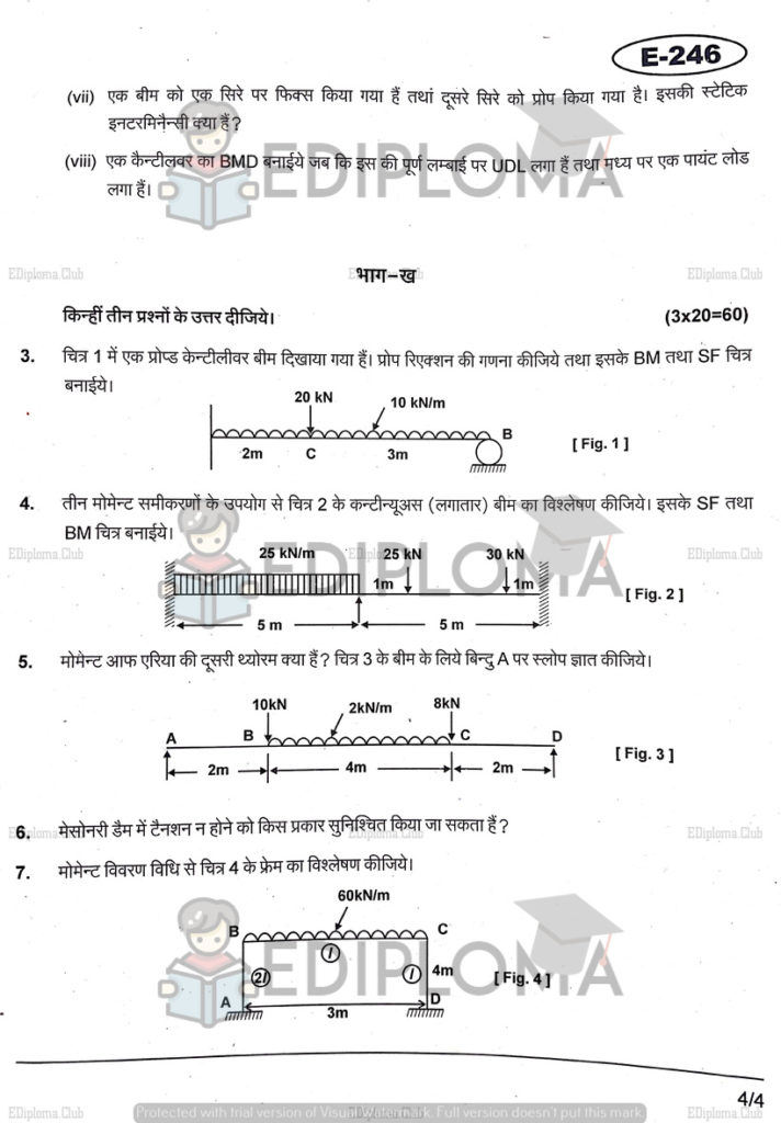 BTE Question Paper of Analysis of Structures(Civil Eng.Part Time)2018