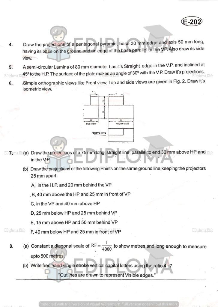 BTE Question Paper of Engineering Drawing 1 2018