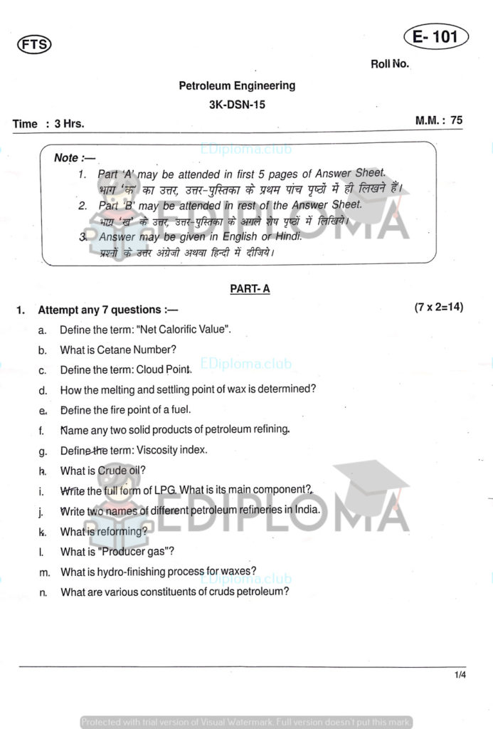 Board of Technical Education Question Paper