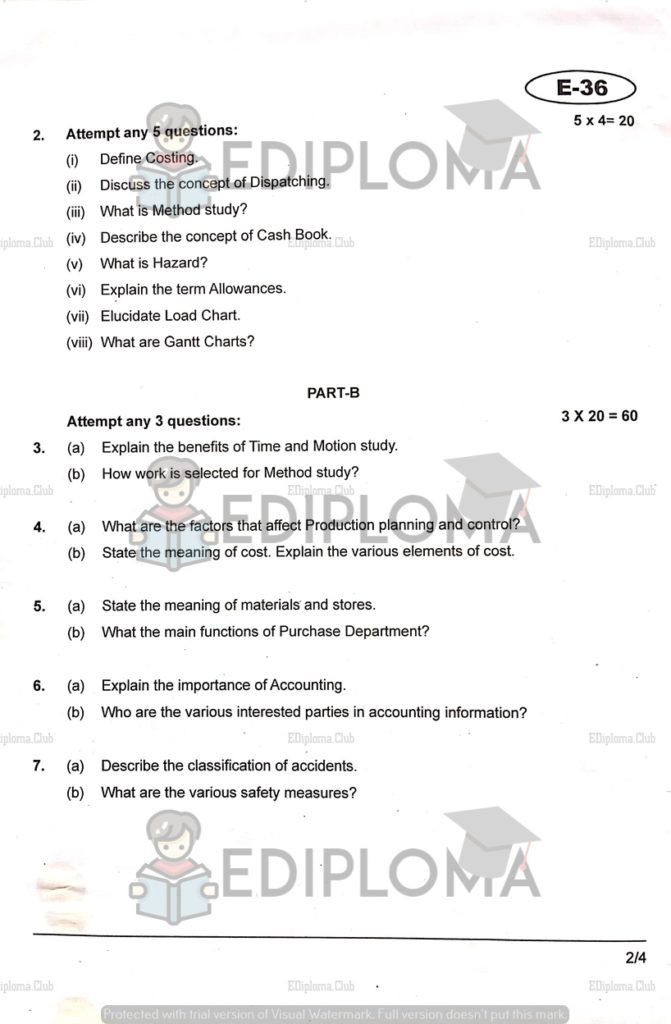 BTE Question Paper of Industrial Management 2 2018