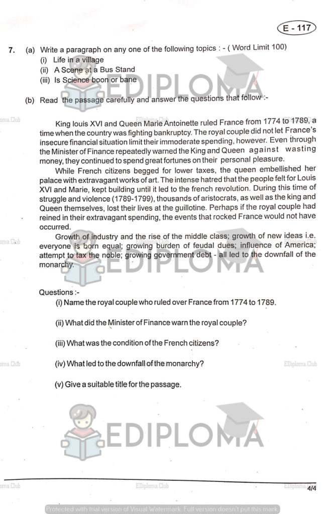 BTE Question Paper of English and Communication Skills-1 2018