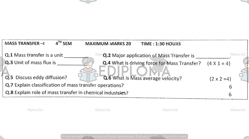 Sessional of Mass Transfer-1(GNDIT 2019)