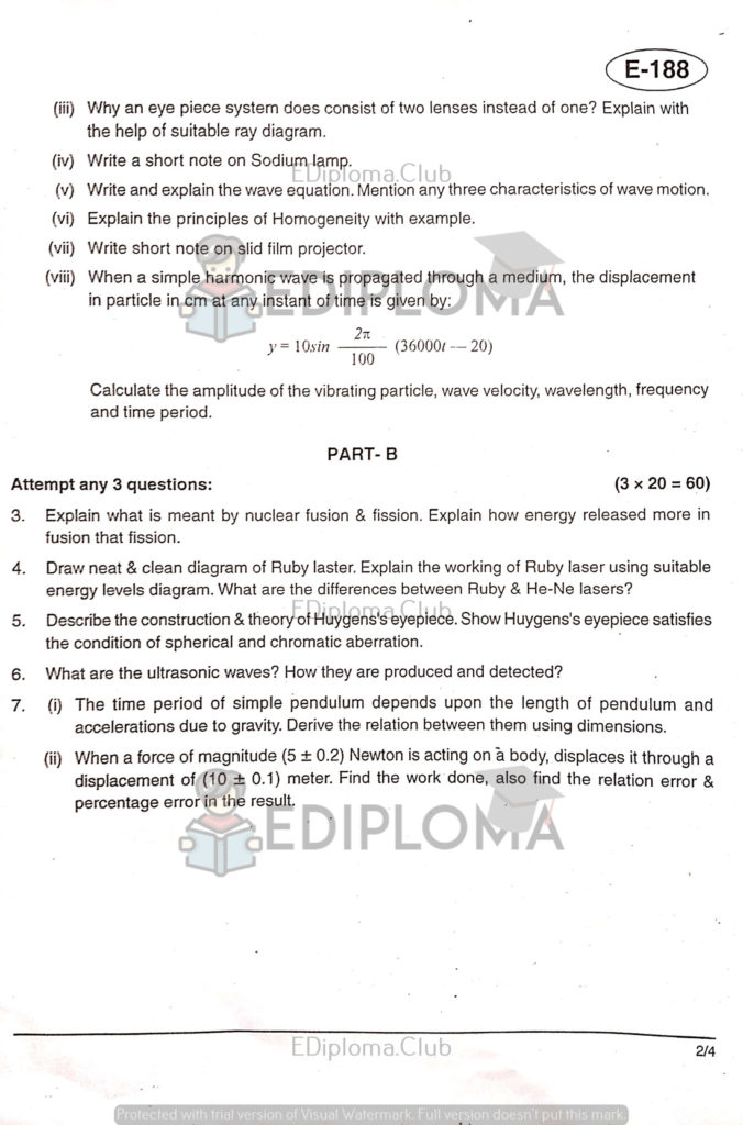 BTE Question Paper of Applied Physics 2019