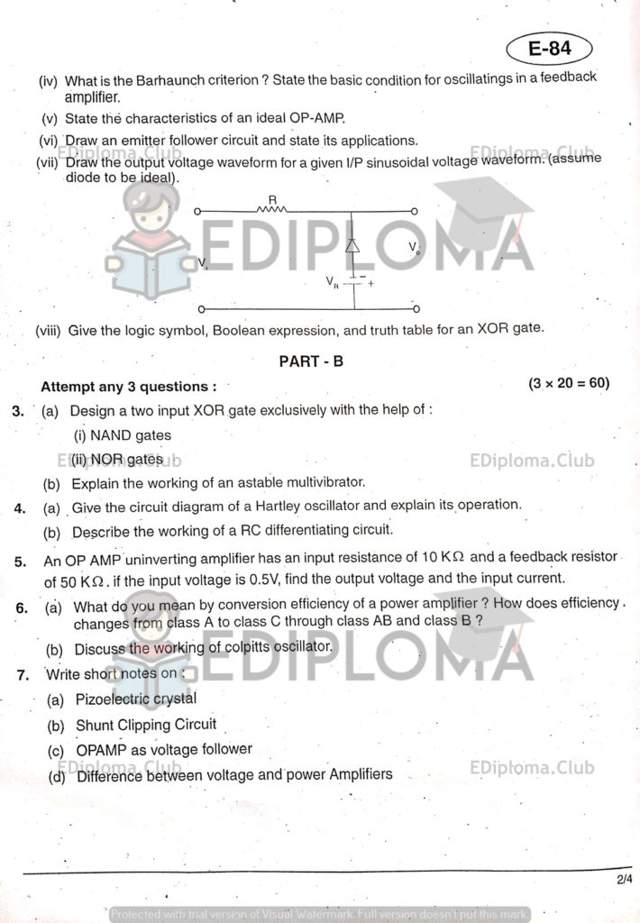 BTE Question Paper of Electronic Devices, Circuits & Application-2 2019