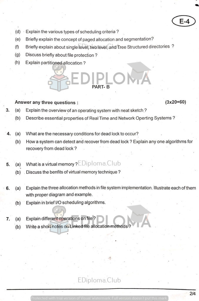 BTE Question Paper of Operating System 2019